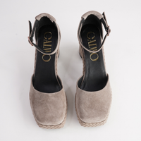 Eldon Taupe Nubuck Leather Heels - GAIMO | Shouz