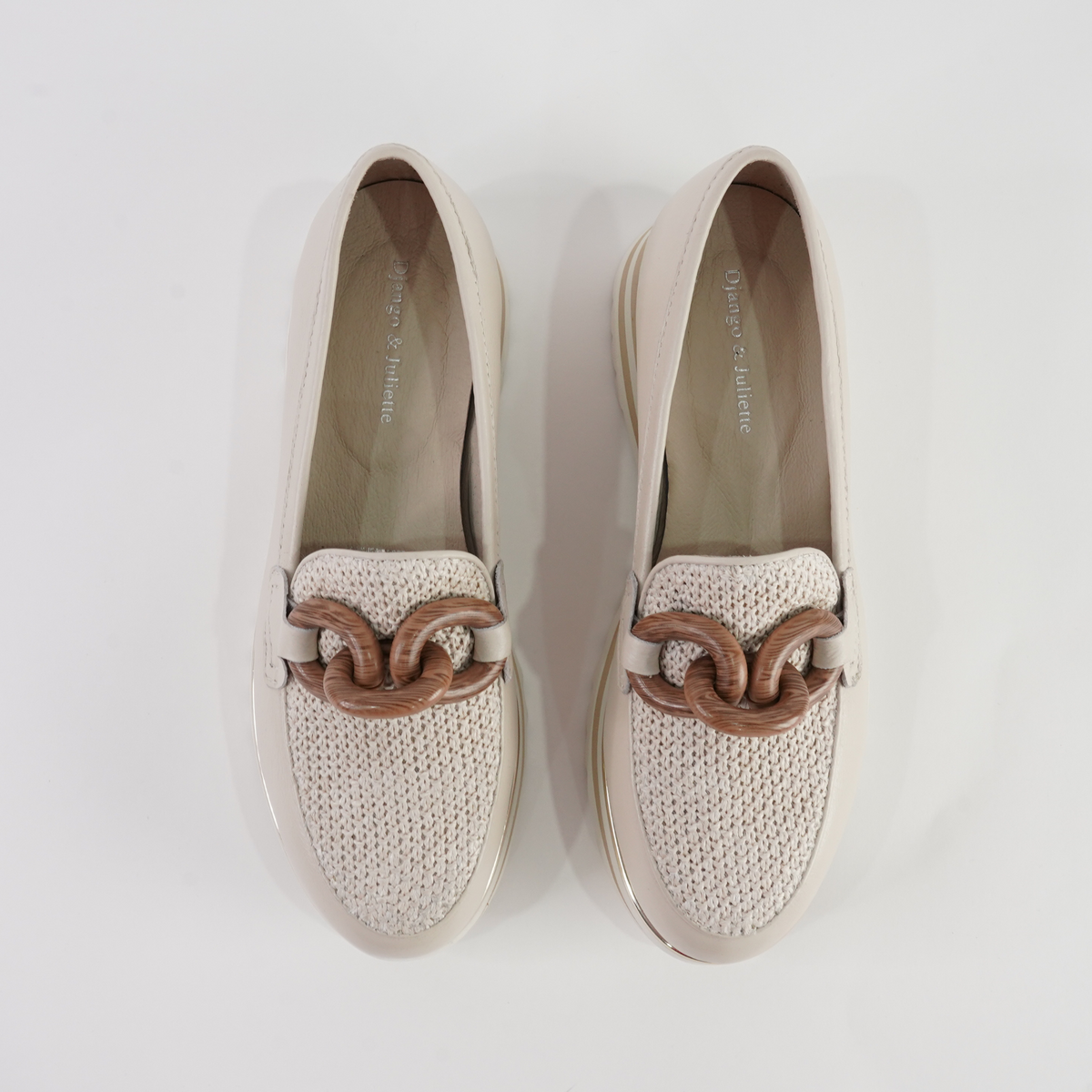 Eggey Milk Leather Ivory/ Raffia Loafers - DJANGO AND JULIETTE | Shouz