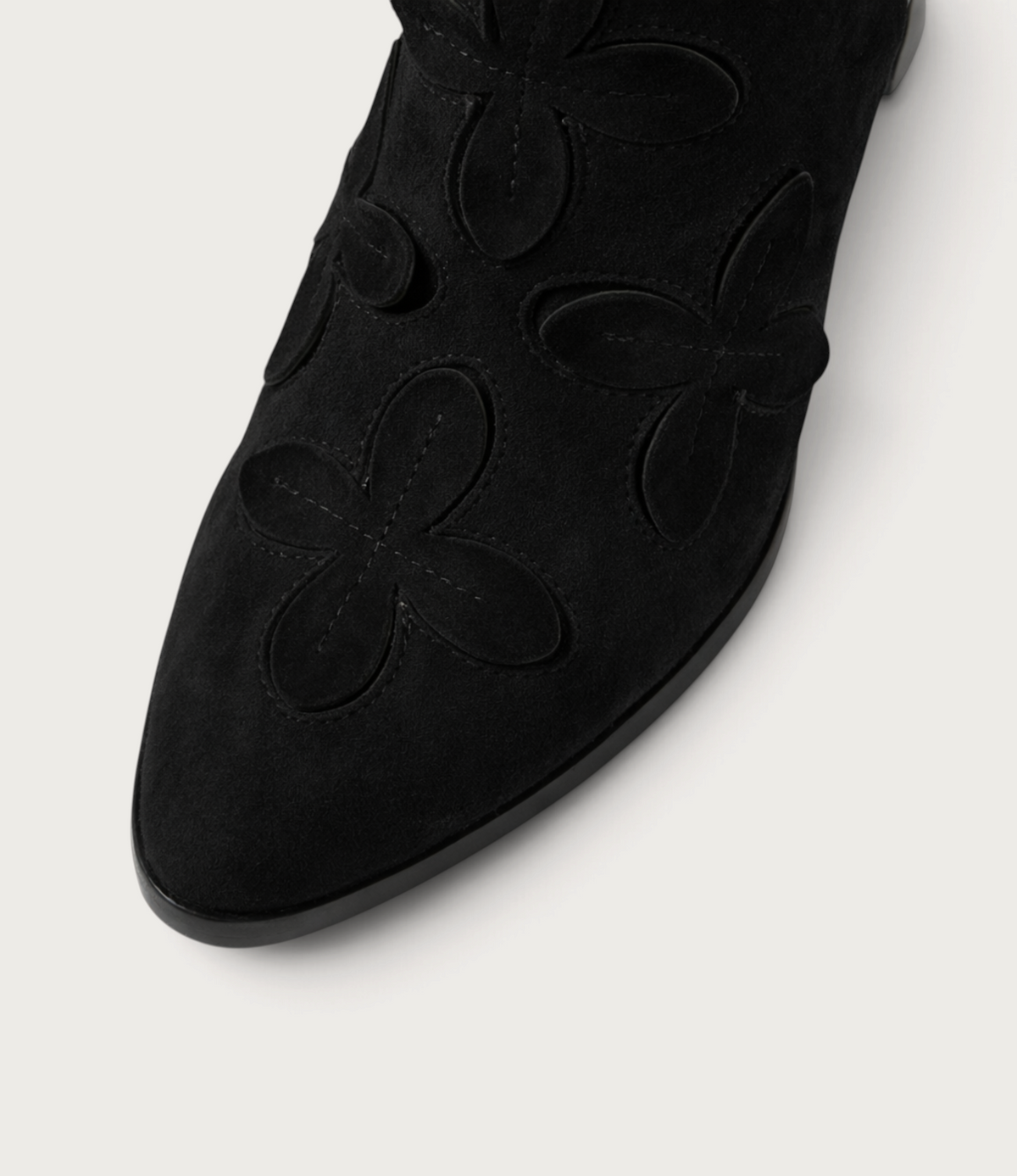 Alderte Black Suede/ Black Heel Ankle Boots
