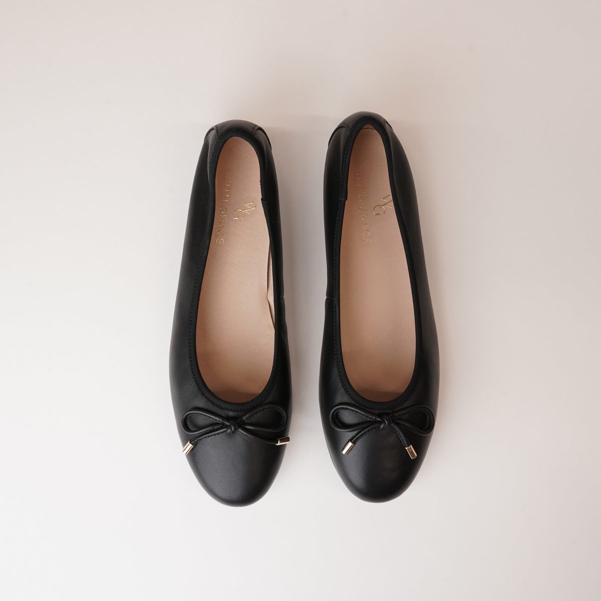 Picture Black Leather Ballet Flats - WITH GRACE | Shouz