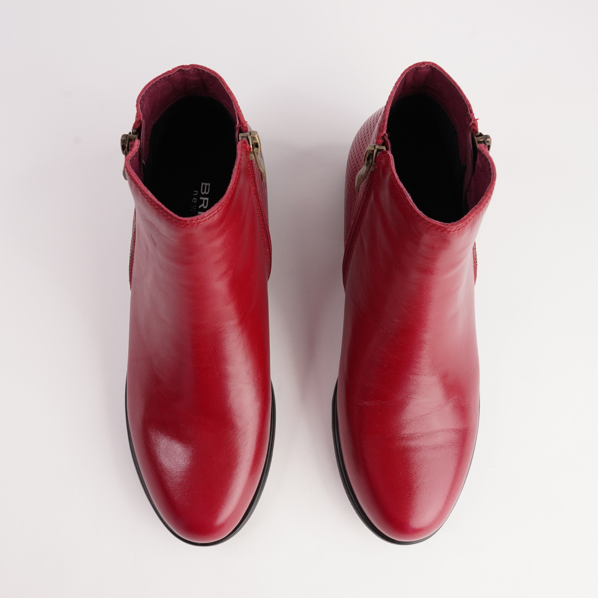 Lorenzo Red Leather Ankle Boots - BRESLEY | Shouz
