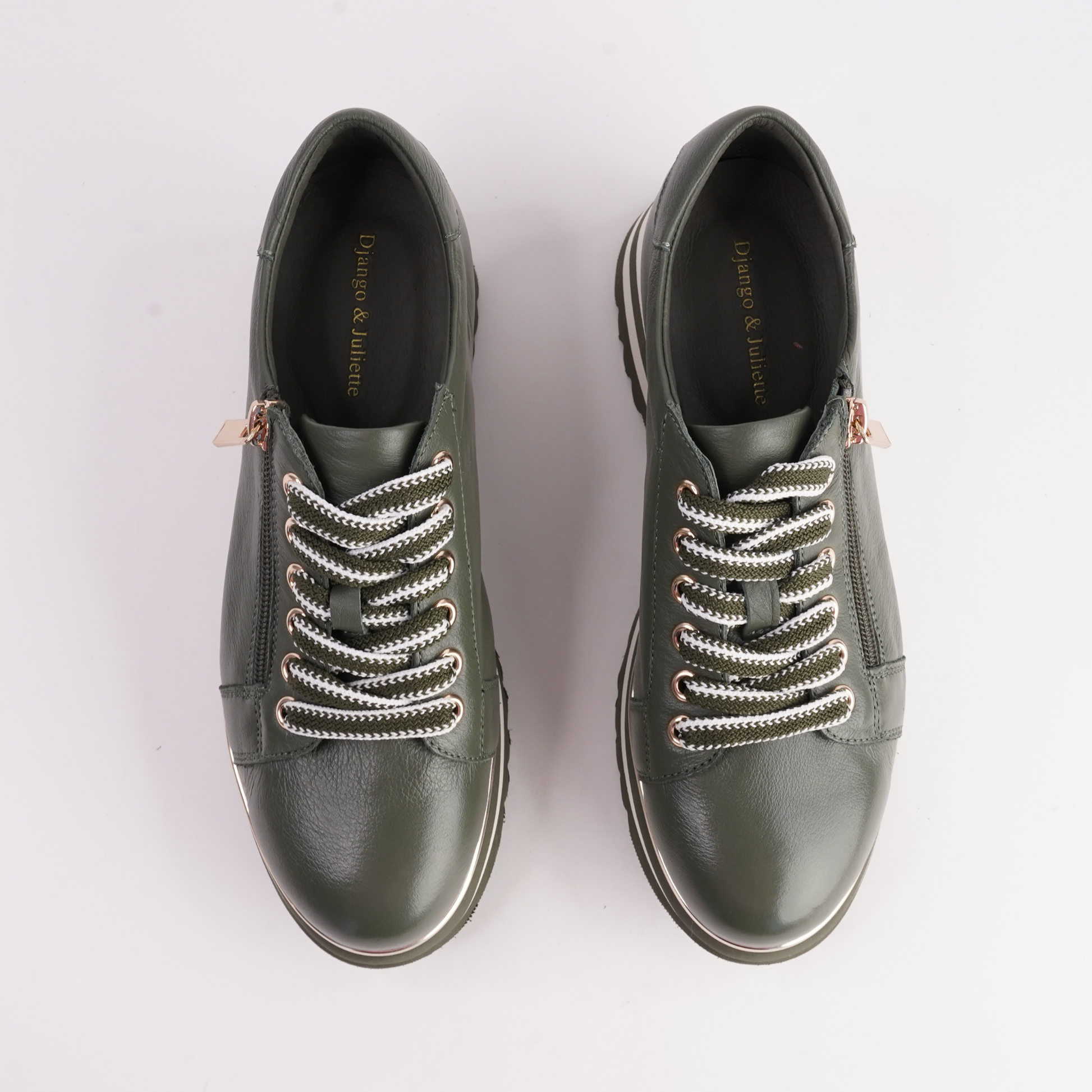 Eammes Olive/ Milk Leather Sneakers