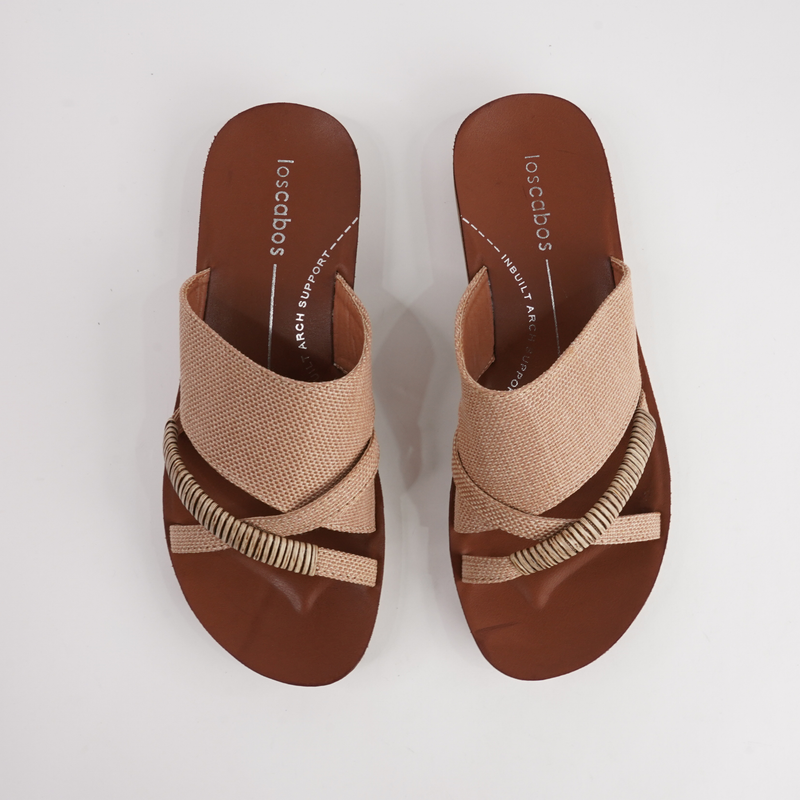 Bride Caramel Raffia Slides