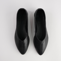 Celeste Black Leather Ballet Flats
