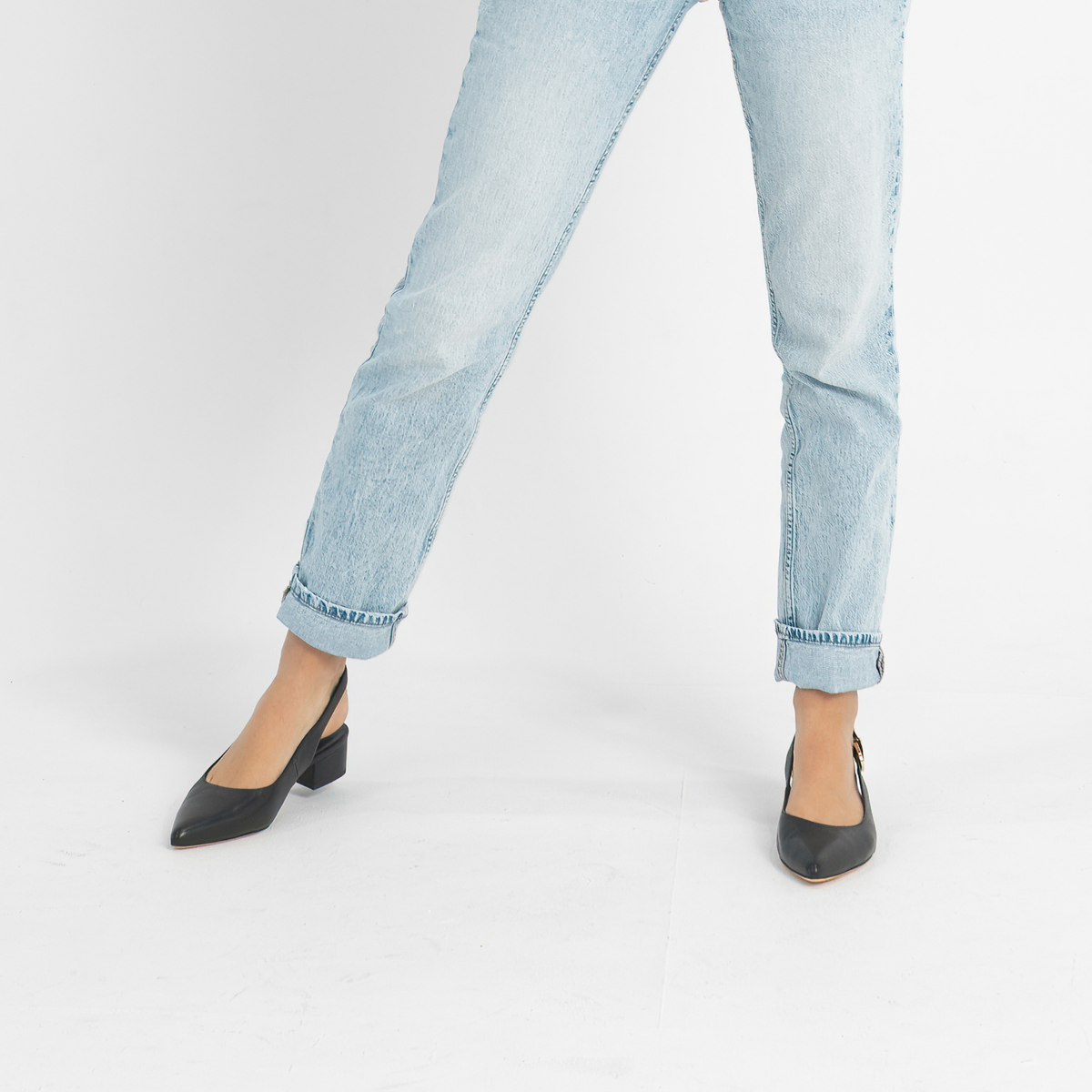 Thetrim Black Leather Heels