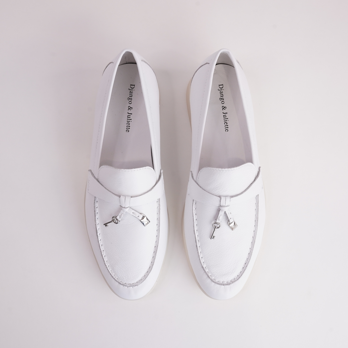 Lydea White Leather Loafers - DJANGO AND JULIETTE | Shouz