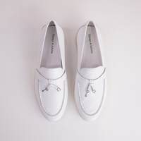 Lydea White Leather Loafers