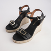 Wren Doya Negro Leather Espadrille Wedges