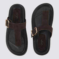 Aero Dark Brown Suede Leather Sandals