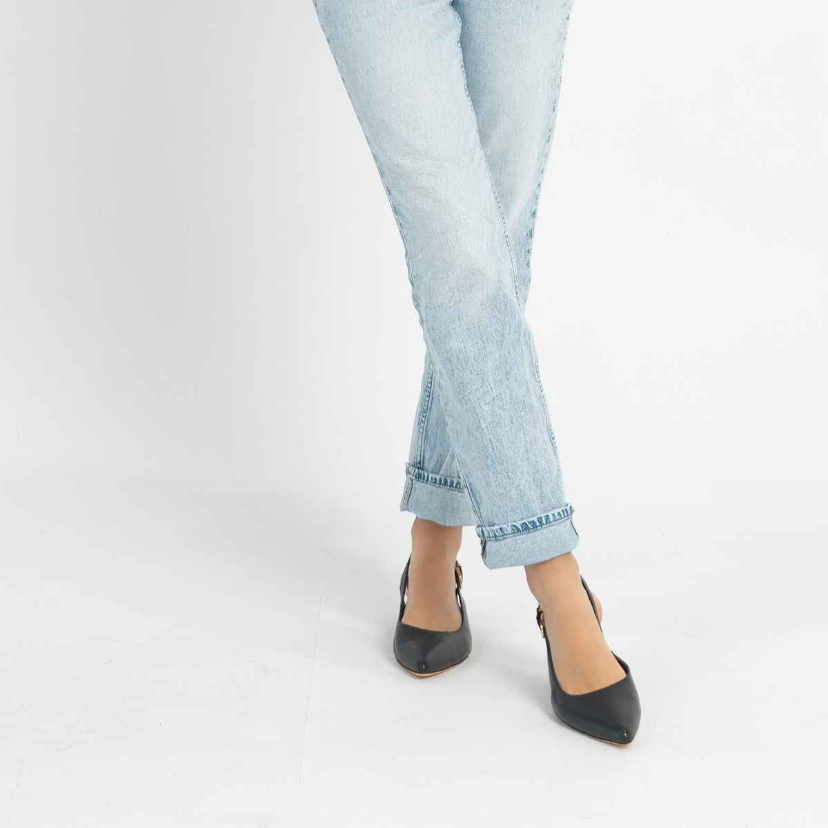 Thetrim Black Leather Heels - MOLLINI | Shouz