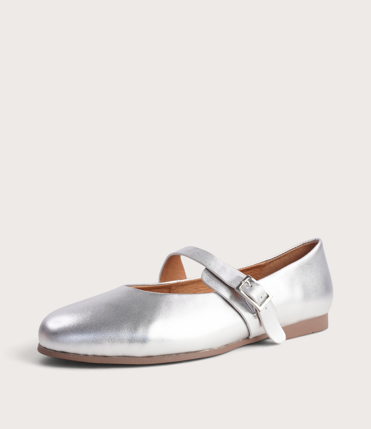 Picton Silver Leather Ballet Flats