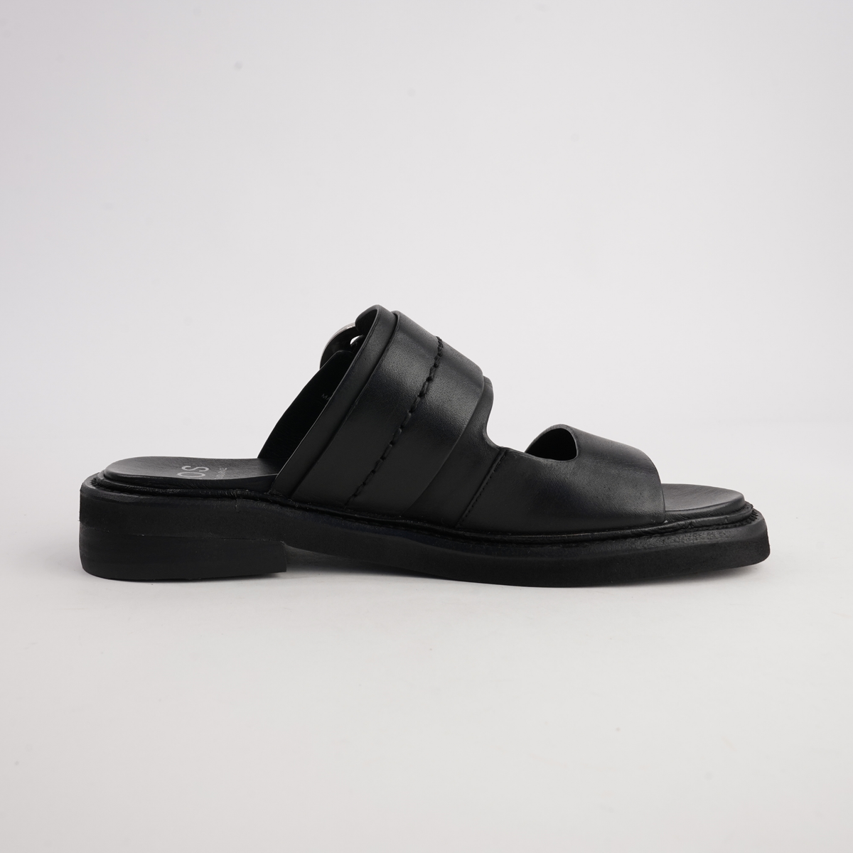 Stary Black Leather Slides - EOS FOOTWEAR | Shouz