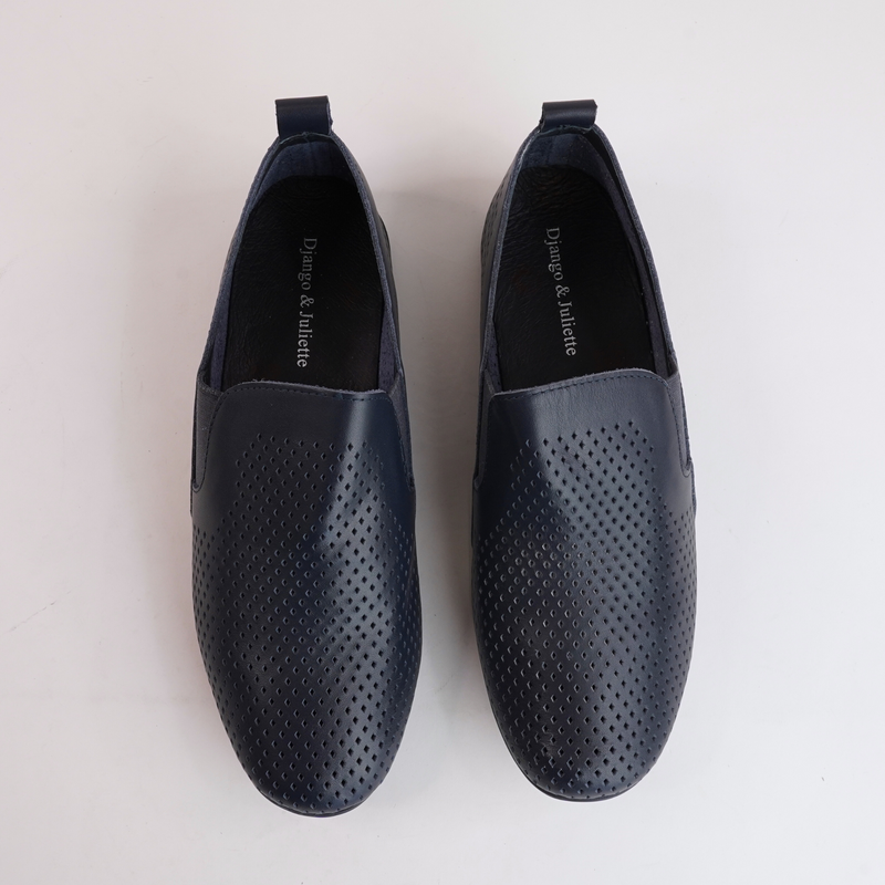 Bescara Navy Leather Flats