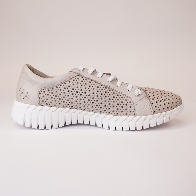 Billy Silver Grey Leather Sneakers