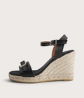 Wren Doya Negro Leather Espadrille Wedges