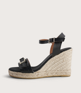 Wren Doya Negro Leather Espadrille Wedges