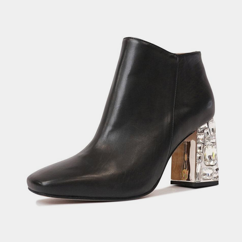 Porpoise Black Leather Ankle Boots