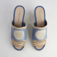 Poppsy Denim Multi Leather Espadrille Wedges