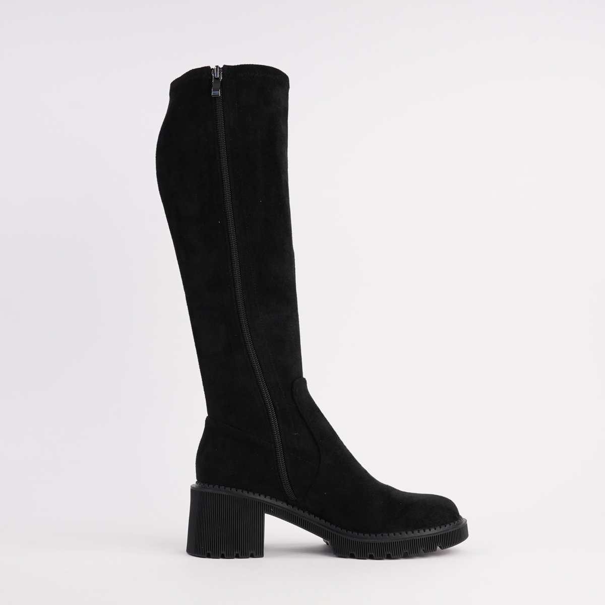 Zina Black Stretch Knee High Boots