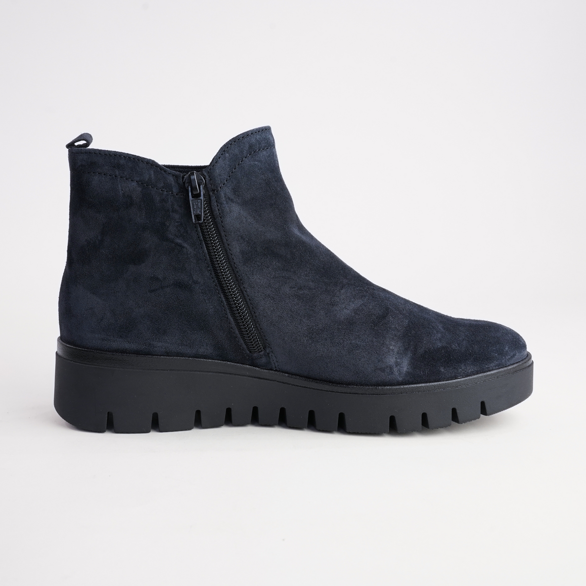 Gertie Dark Blue Suede Leather Ankle Boots
