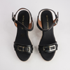 Wren Doya Negro Leather Espadrille Wedges