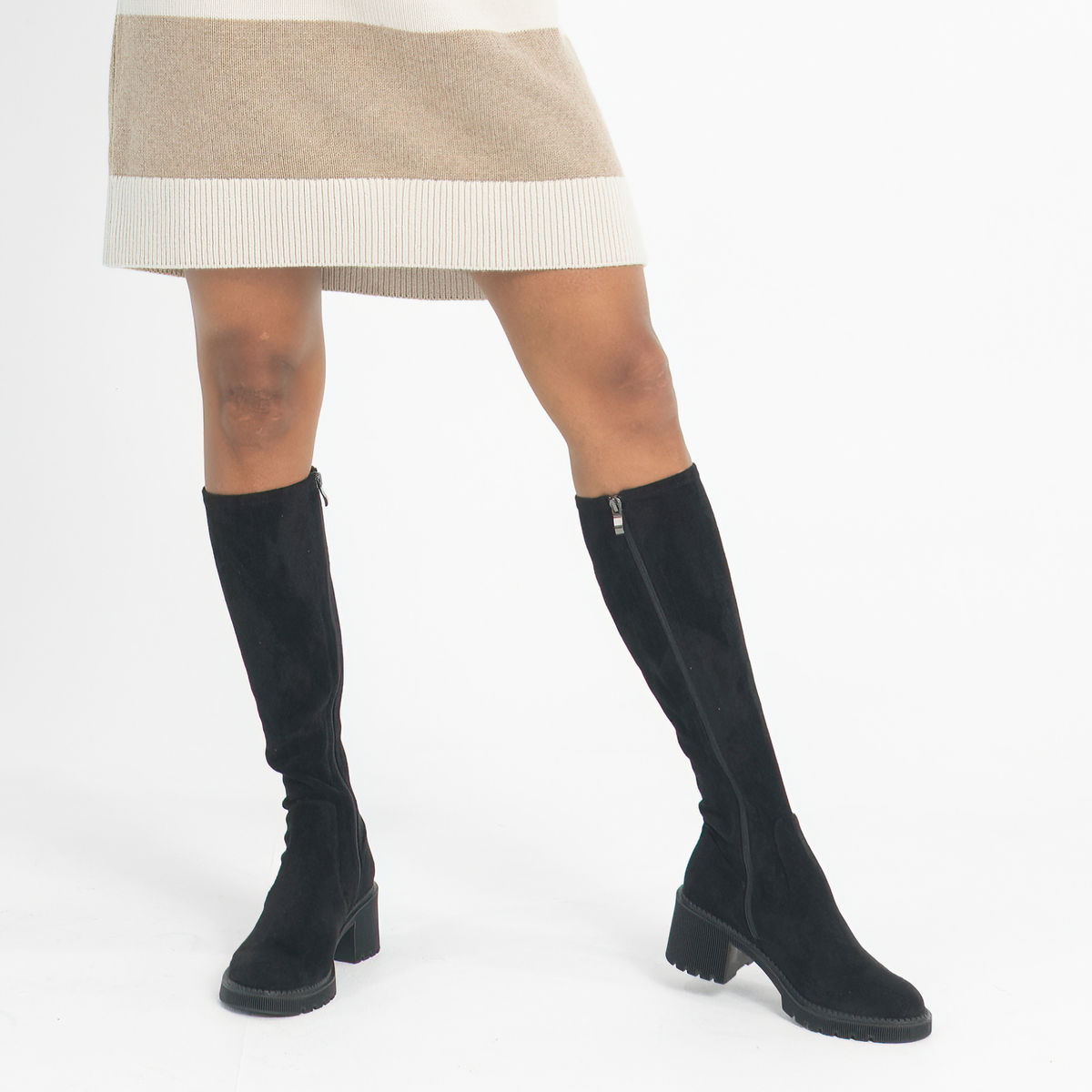 Zina Black Stretch Knee High Boots - DJANGO AND JULIETTE | Shouz