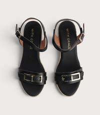 Wren Doya Negro Leather Espadrille Wedges