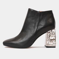 Porpoise Black Leather Ankle Boots