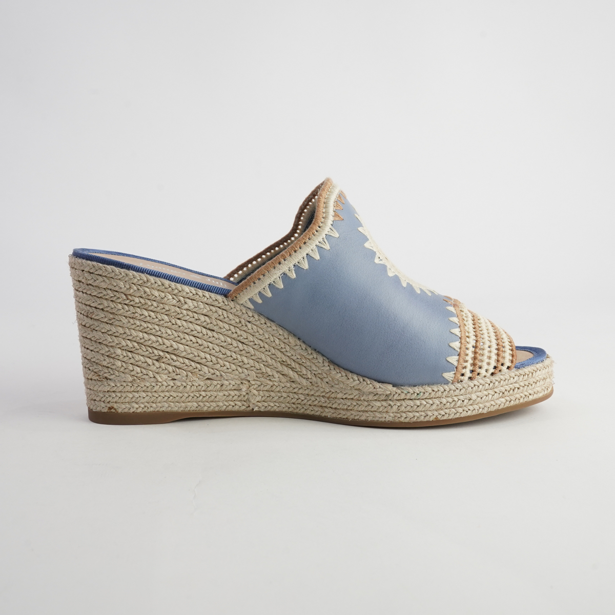 Poppsy Denim Multi Leather Espadrille Wedges - DJANGO AND JULIETTE | Shouz
