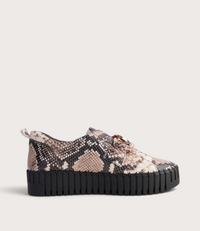 Breeza Black Caramel Snake Leather/ Black Sole Sneakers