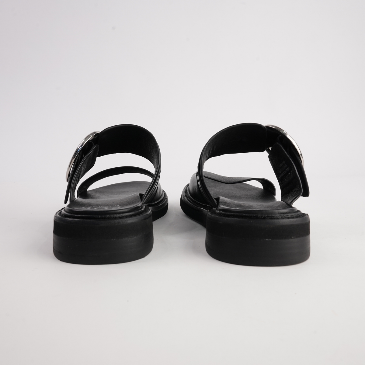 Stary Black Leather Slides - EOS FOOTWEAR | Shouz