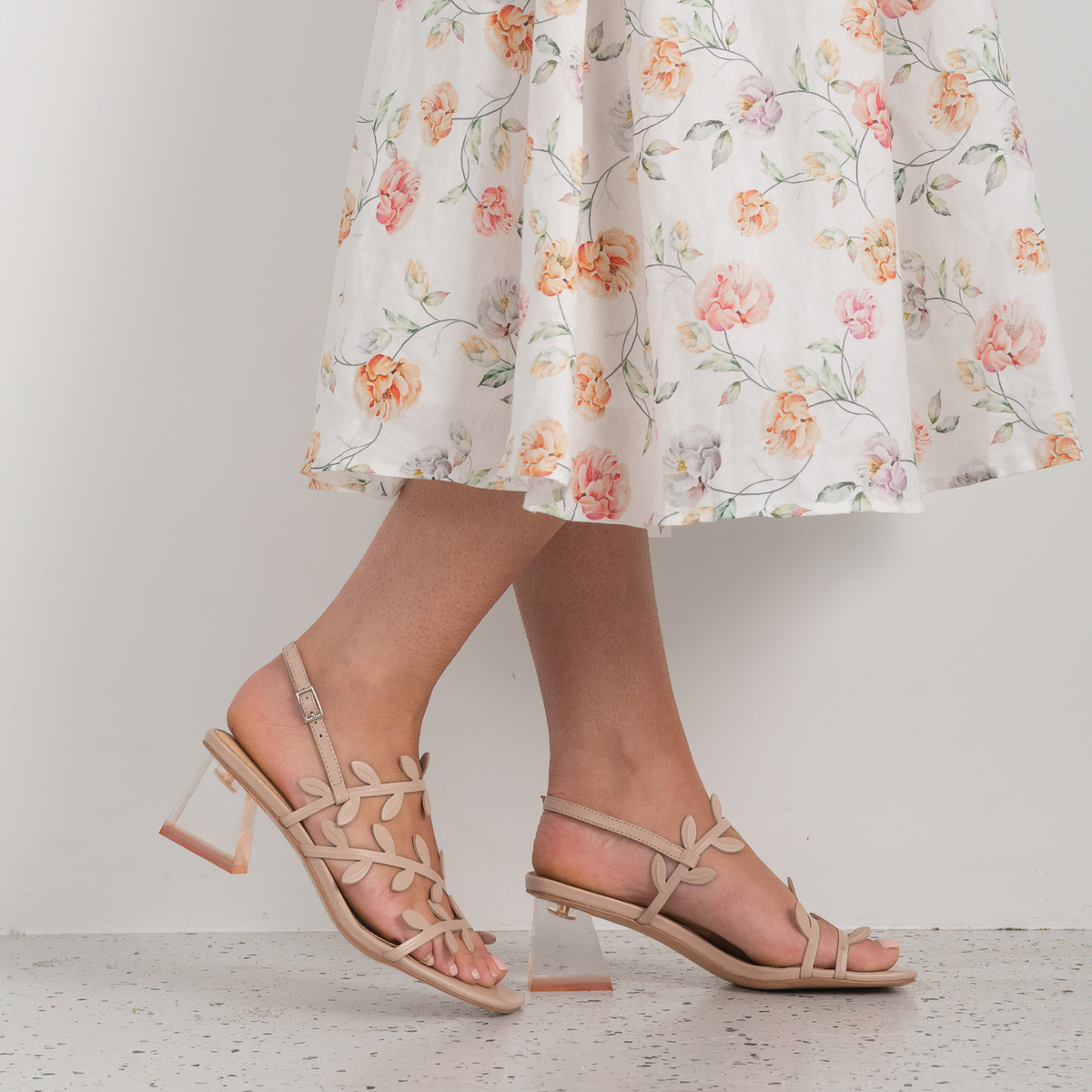 Morine Nude Leather Heels