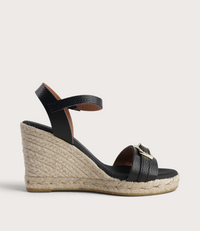 Wren Doya Negro Leather Espadrille Wedges