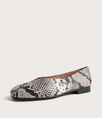 Paydes Black White Snake/ Black Leather Flats