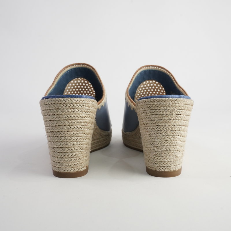 Poppsy Denim Multi Leather Espadrille Wedges