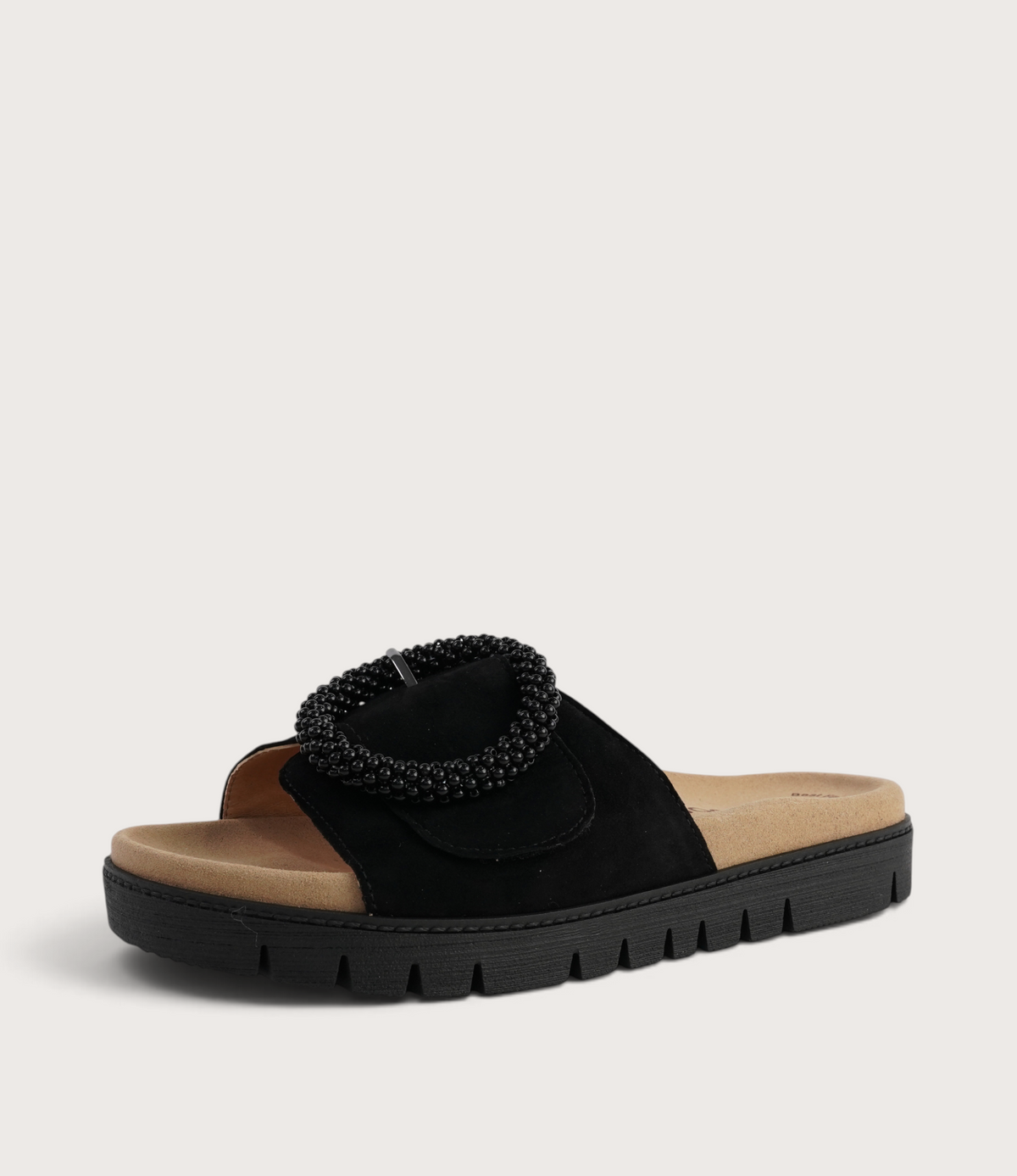 Lucille Black Suede Slides