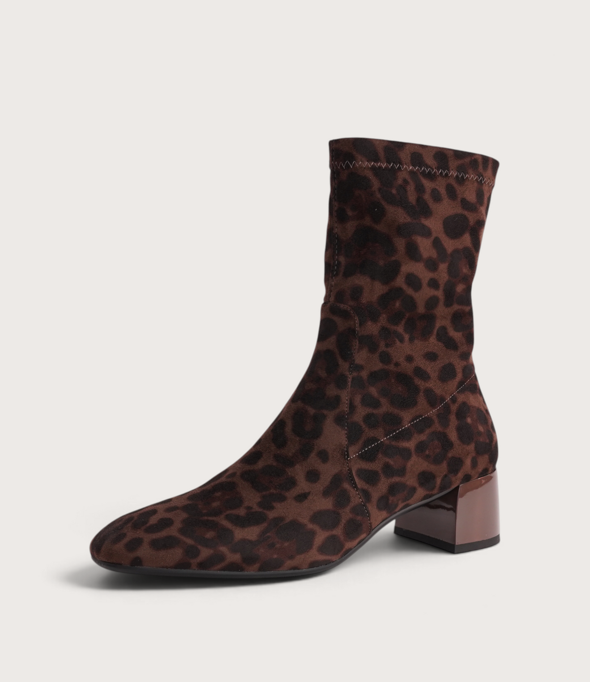 June Brown Leopard Stretch Ankle Boots