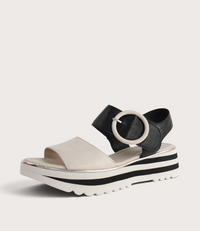 Harlows Milk/ Black Leather Sandals