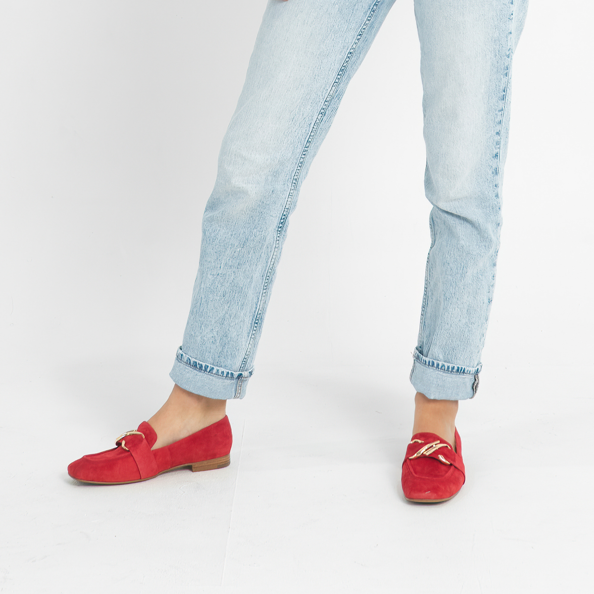 Paydie Red Suede Leather Loafers - TOP END | Shouz