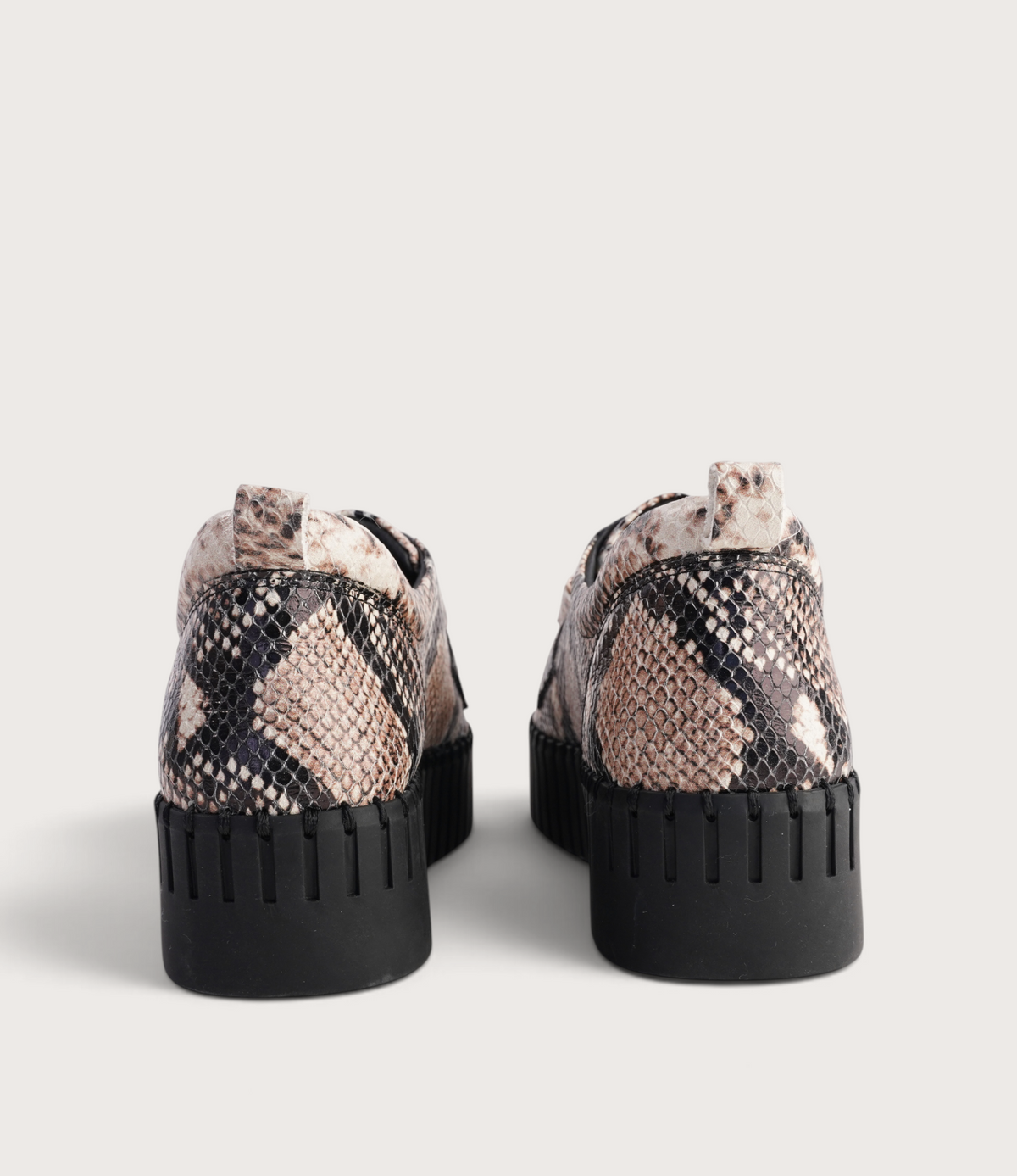 Breeza Black Caramel Snake Leather/ Black Sole Sneakers