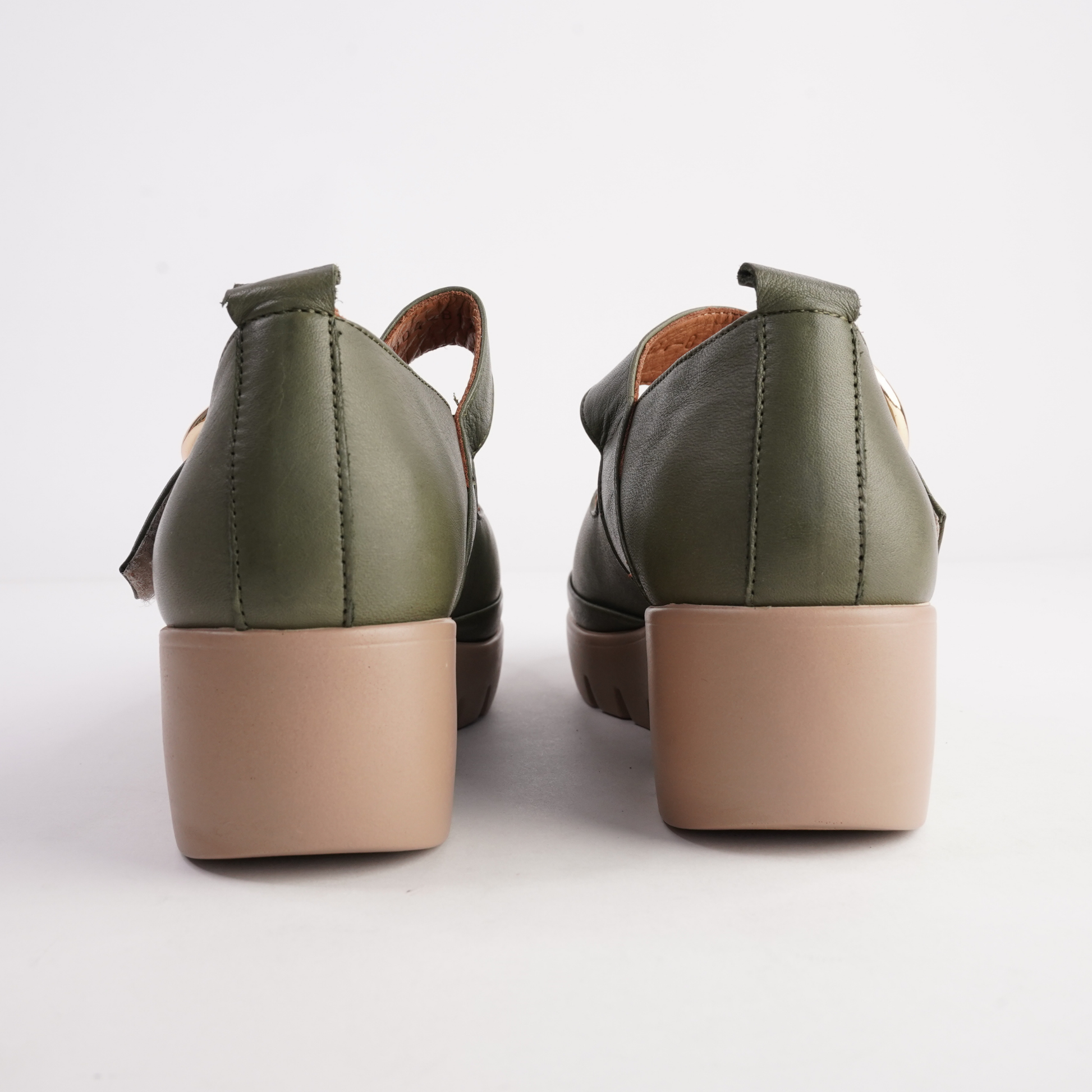 Solo Dark Olive Leather Flats - SALA | Shouz