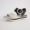 Harlows Milk/ Black Leather Sandals