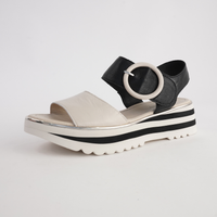 Harlows Milk/ Black Leather Sandals