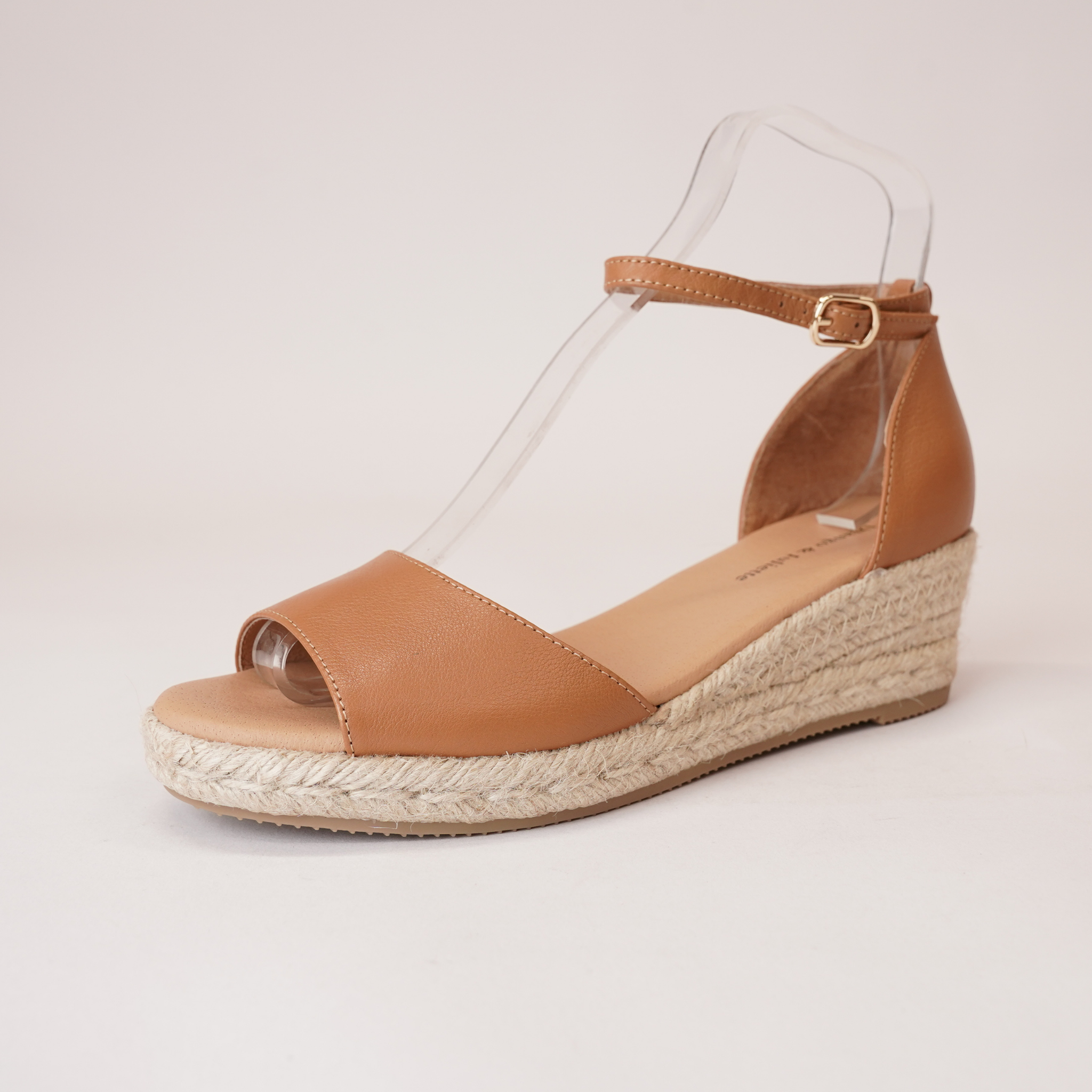 Skip Dark Tan Leather Espadrille Wedges by Django \u0026 Juliette – Shouz