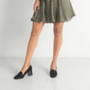 Simoner Black Suede Leather Heels