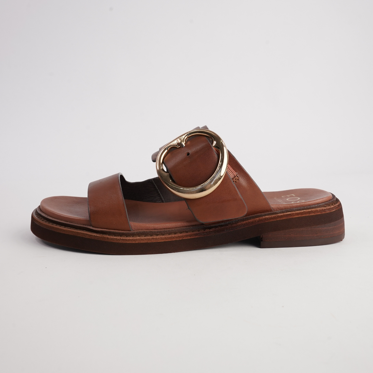 Stary Brandy Leather Slides - EOS FOOTWEAR | Shouz