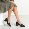 Simoner Black Suede Leather Heels
