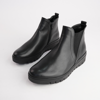 Gertie Black Leather Ankle Boots