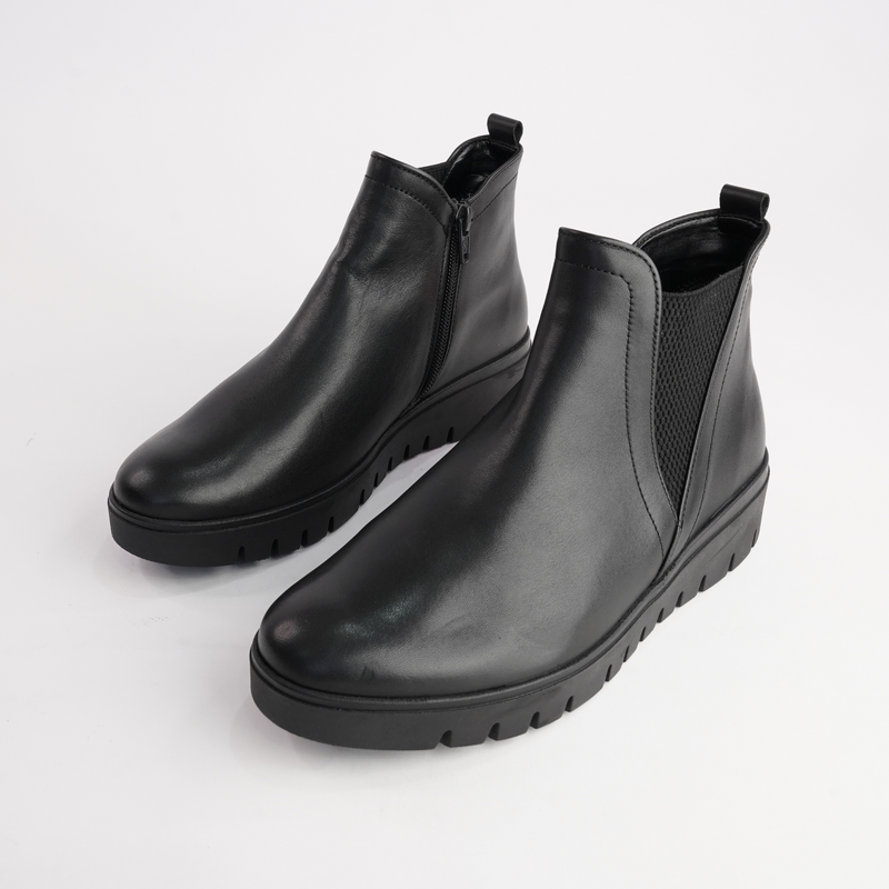 Gertie Black Leather Ankle Boots