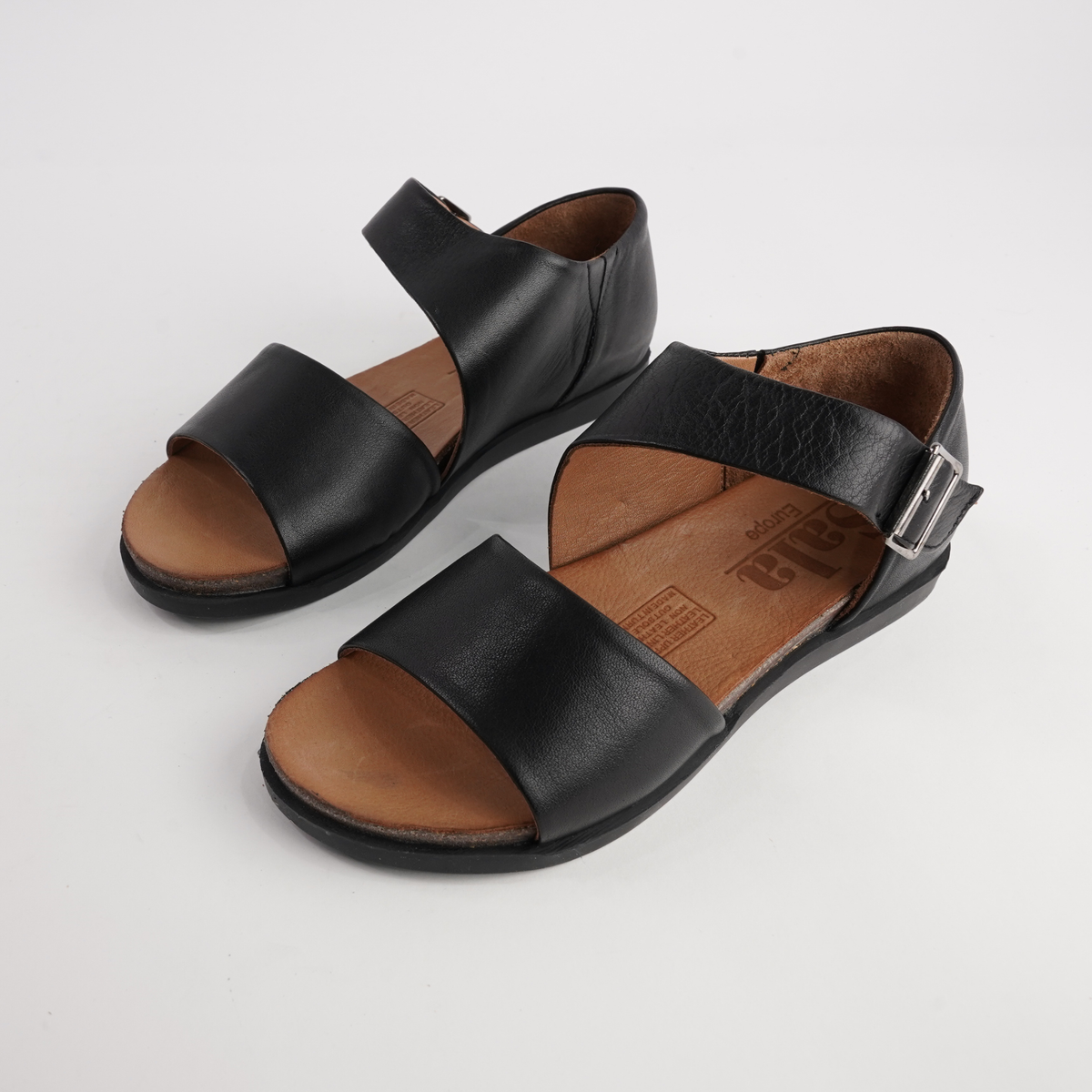 Luna Black Leather Sandals